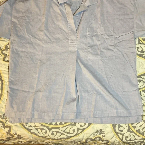 Everlane Womens Short Sleeve Soft Blue Kaftan Popover Blouse Size 8 - Picture 7 of 11